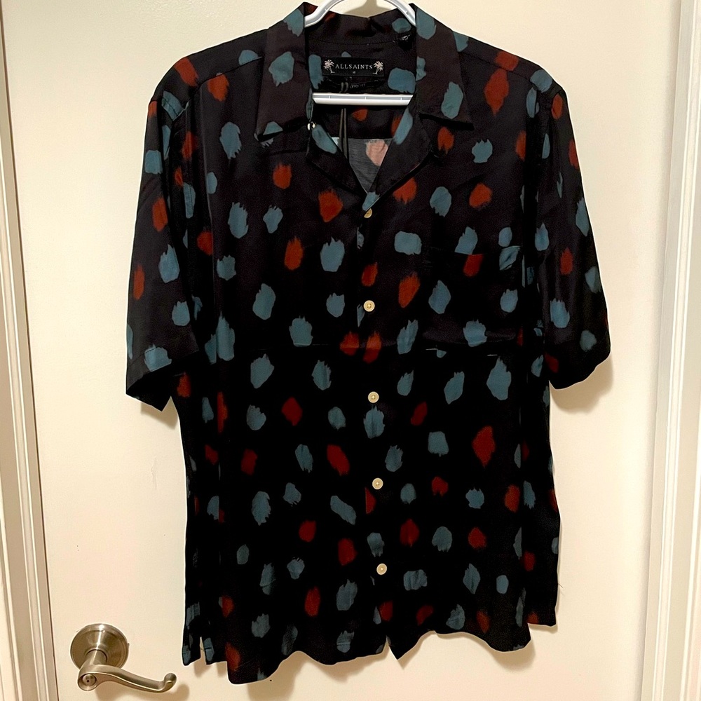 Allsaints jet black patterned top